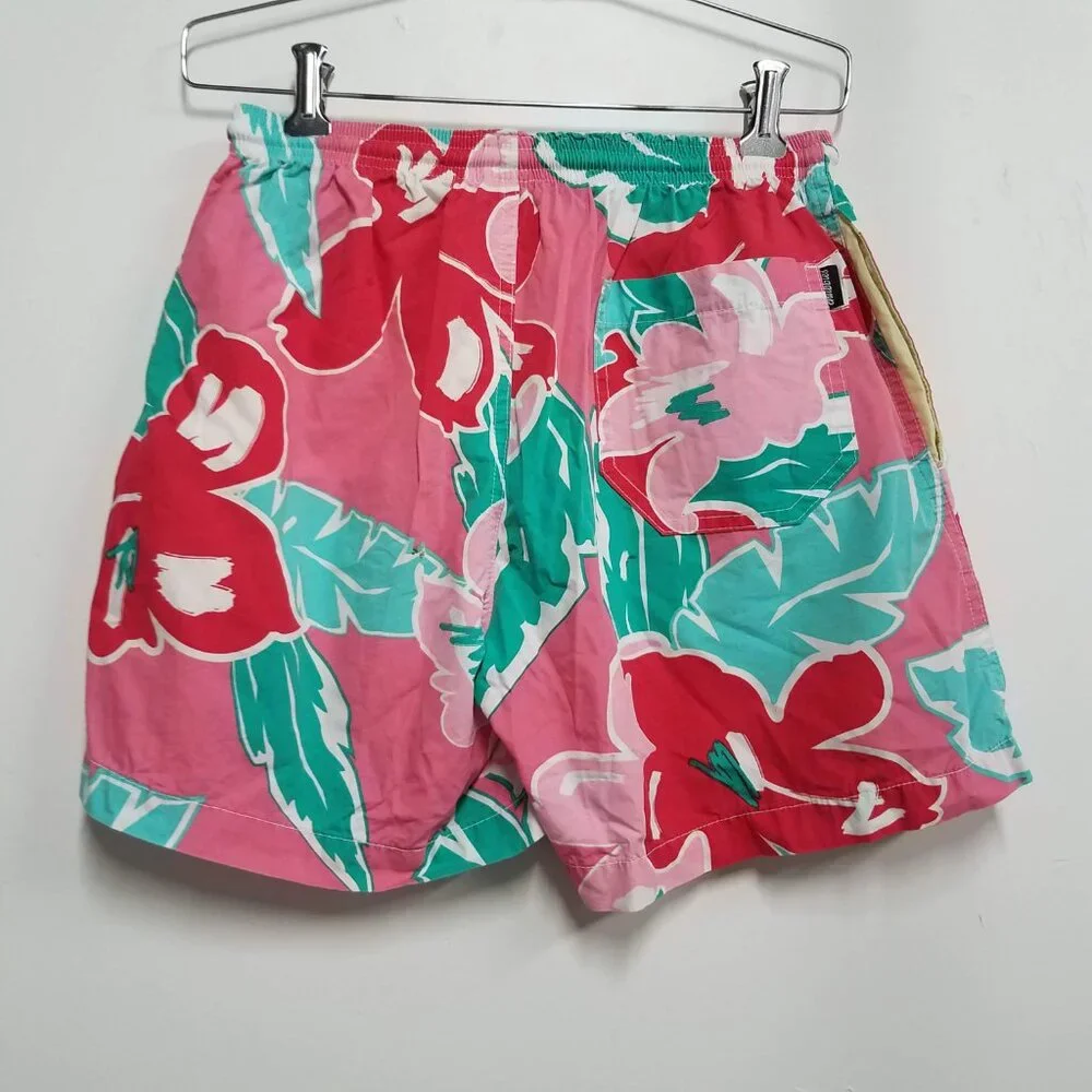 Chubbies Swim Trunks Mens Medium M Pink Green White Floral DAMAGED